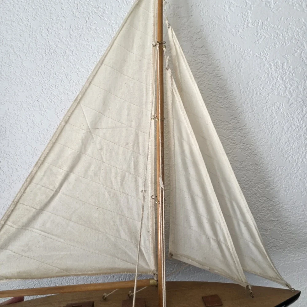 Vintage Wood Yacht Sailboat Model 20